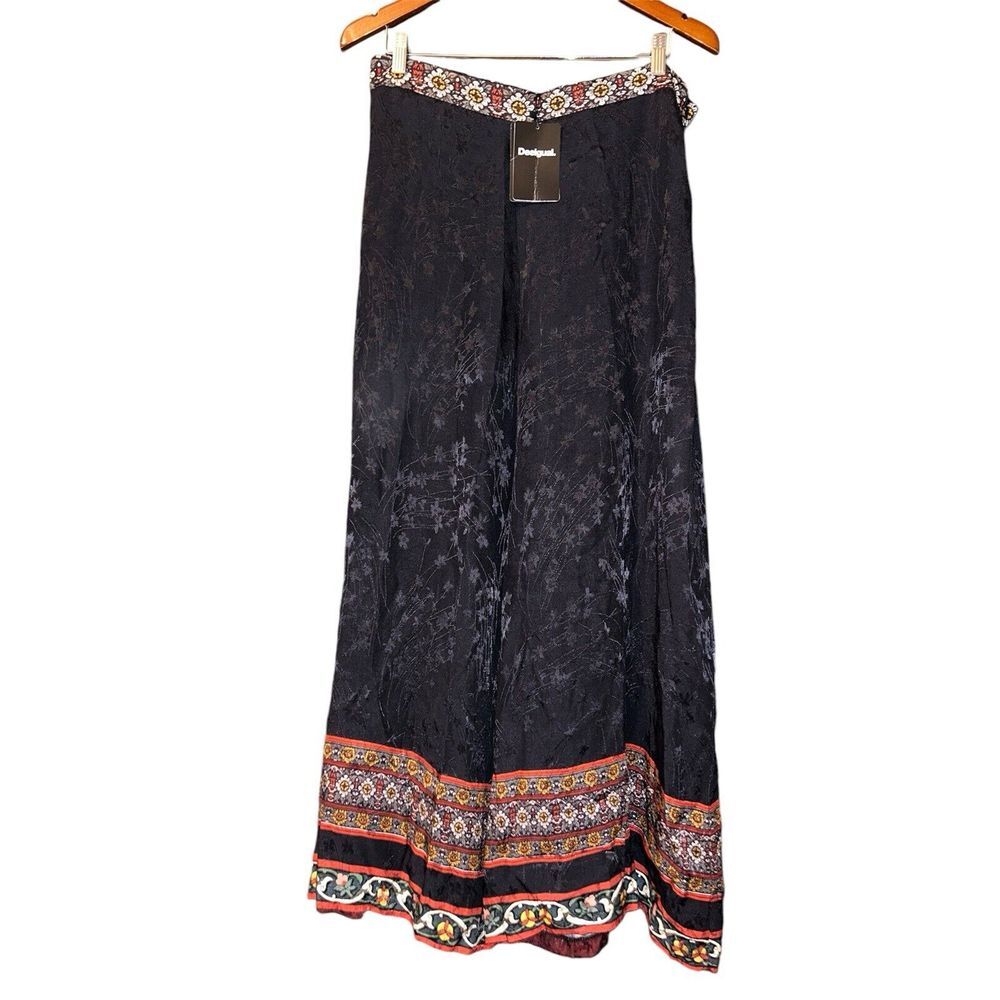 New‎ Desigual Wide Viscose Trousers Palazzo Pants Women's size 12 (46) Black